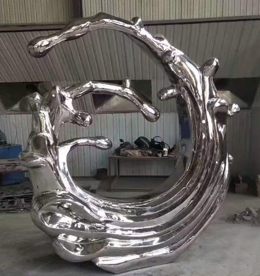 常州不锈钢雕塑  不锈钢镜面抽象雕塑 浪花亮面金属雕塑 定制